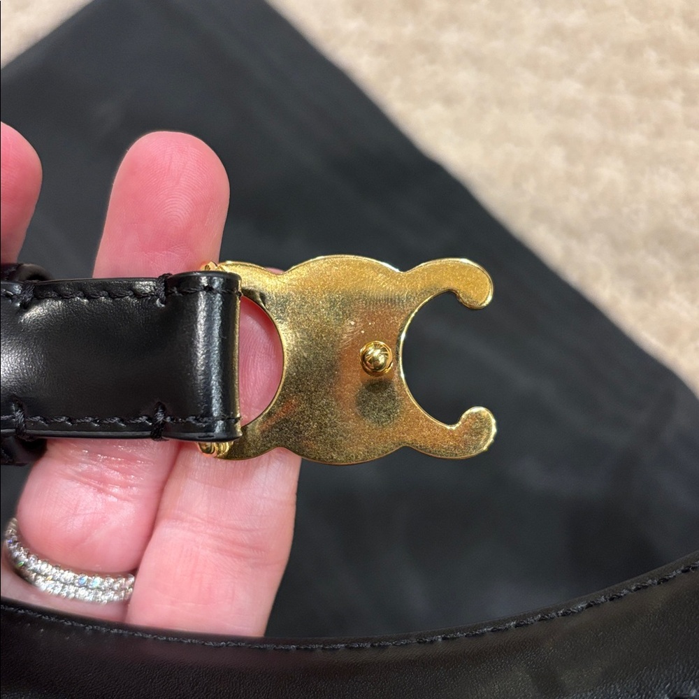 Celine Black Belt with Gold Buckle - Picture 6 of 7